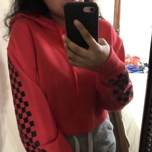 Red checkered hoodie